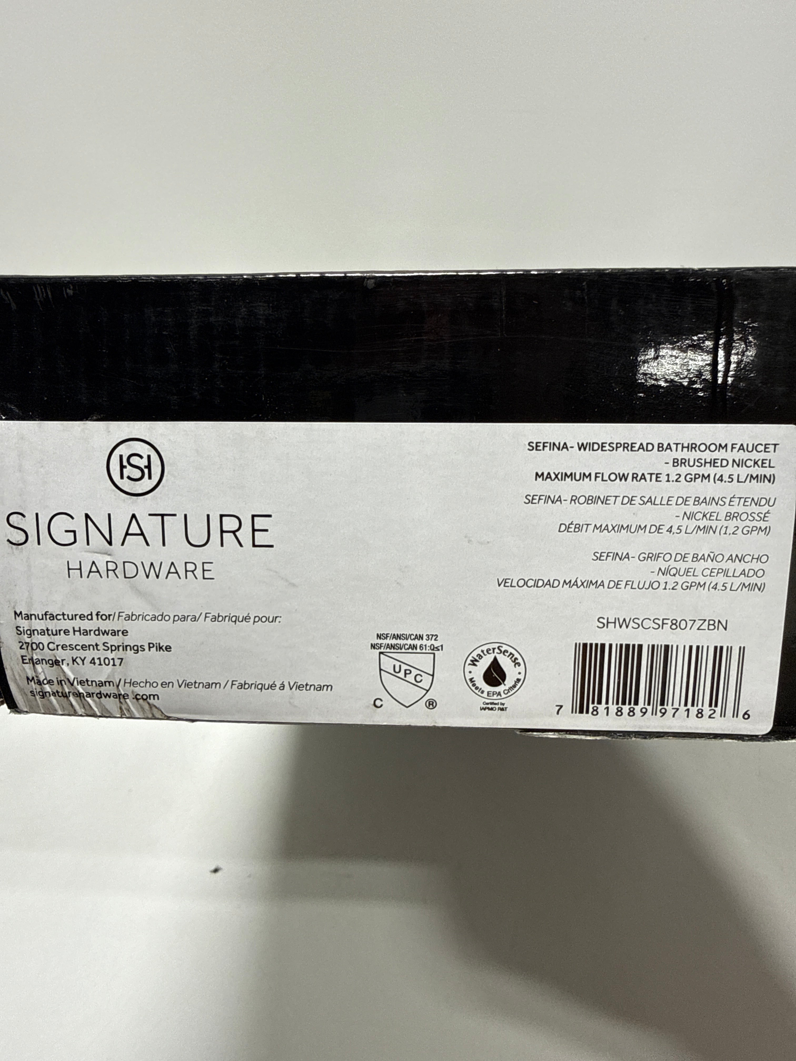 Signature Hardware 953982 Sefina 1.2 GPM Widespread Bathroom Faucet with Pop-up Drain Assembly Brushed Nickel