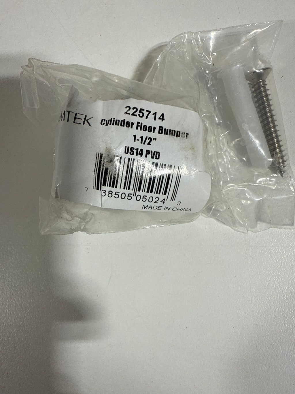 Emtek 225714 US14PVD Cylinder Floor Bumper - *Tools Hardware & Misc