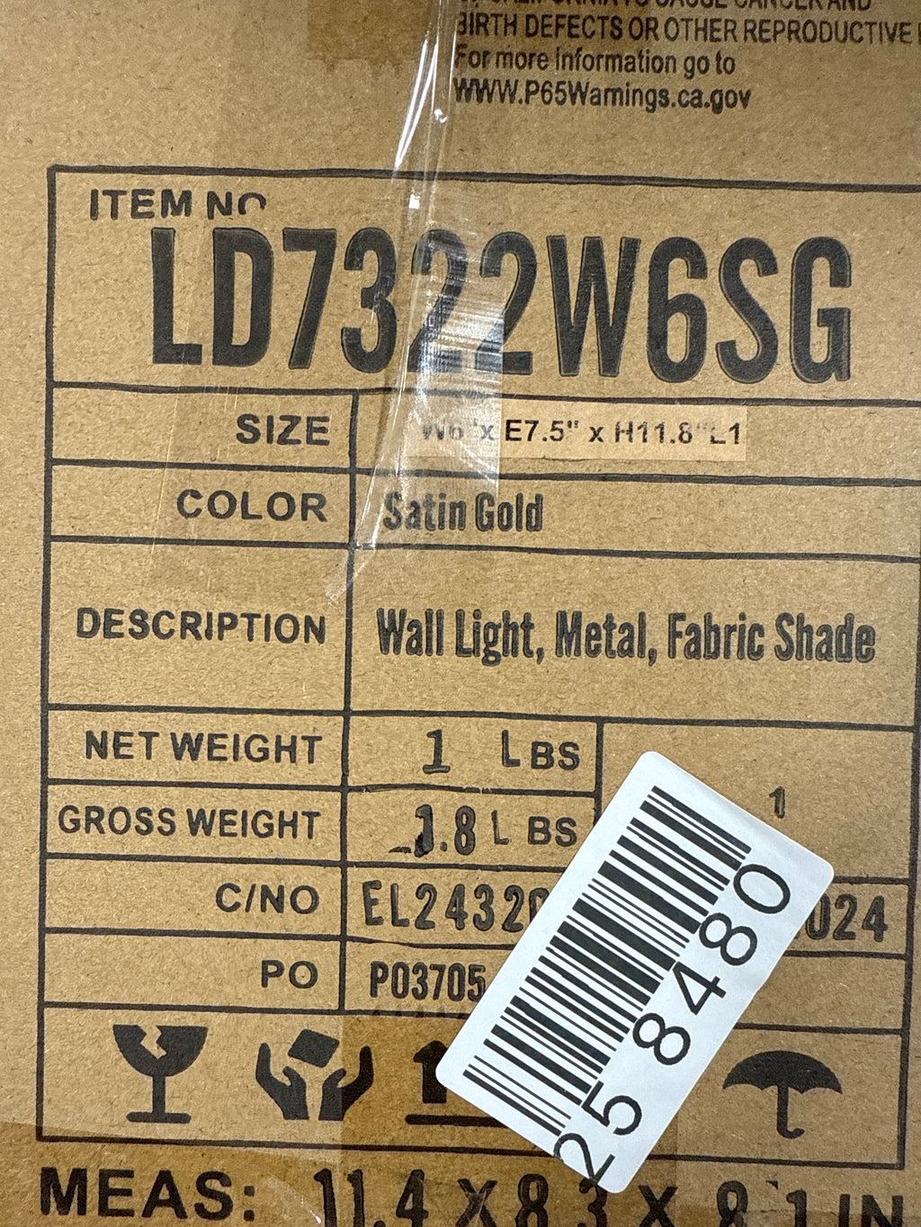 Elegant Lighting LD7322W6 Senna 12’’ Tall Bathroom Sconce Satin Gold - *Lighting & Electrical