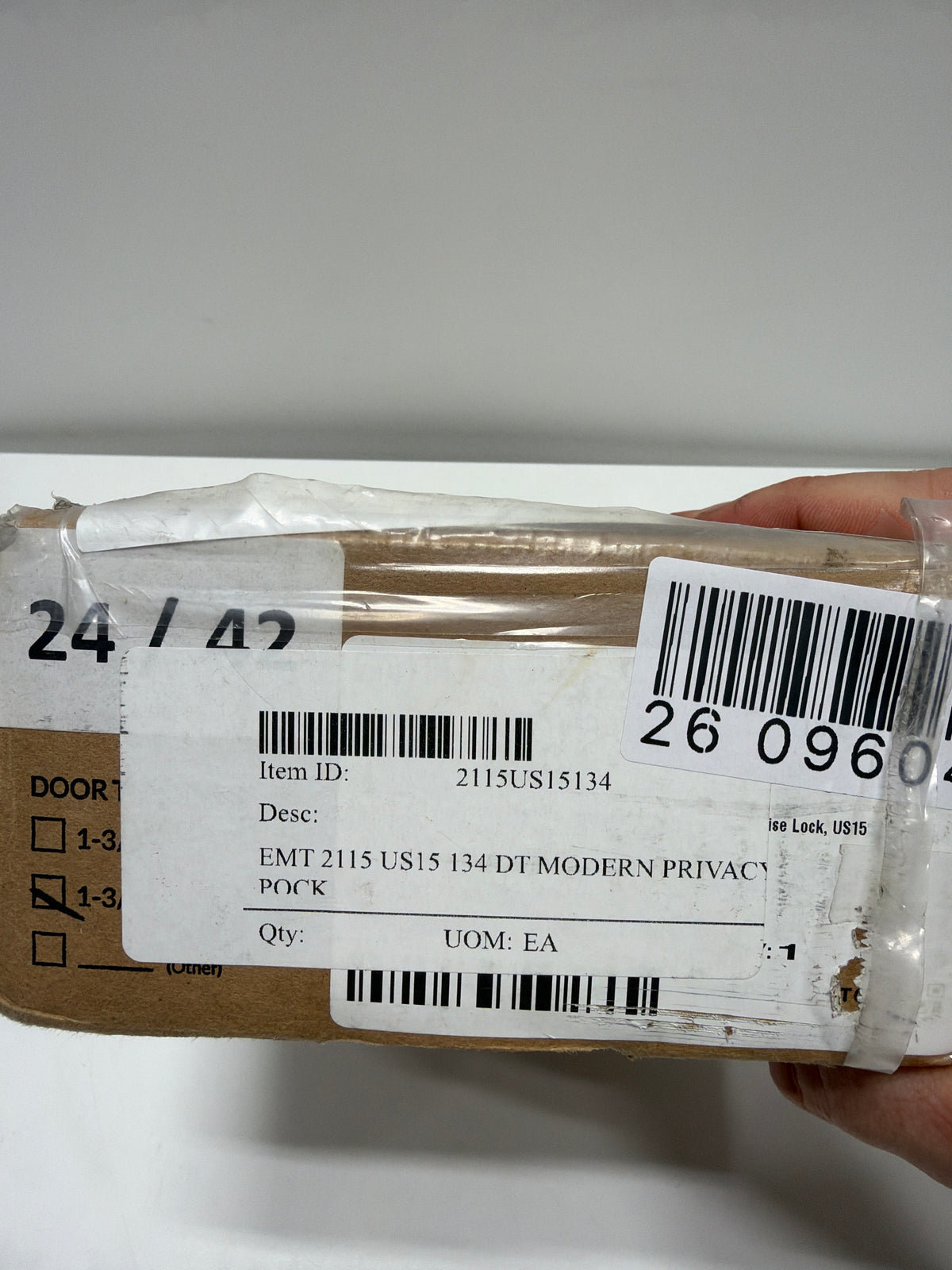 Emtek 2115US15134 1.75 in. Modern Rectangular Privacy Pocket Door Mortise Lock, Satin Nickel