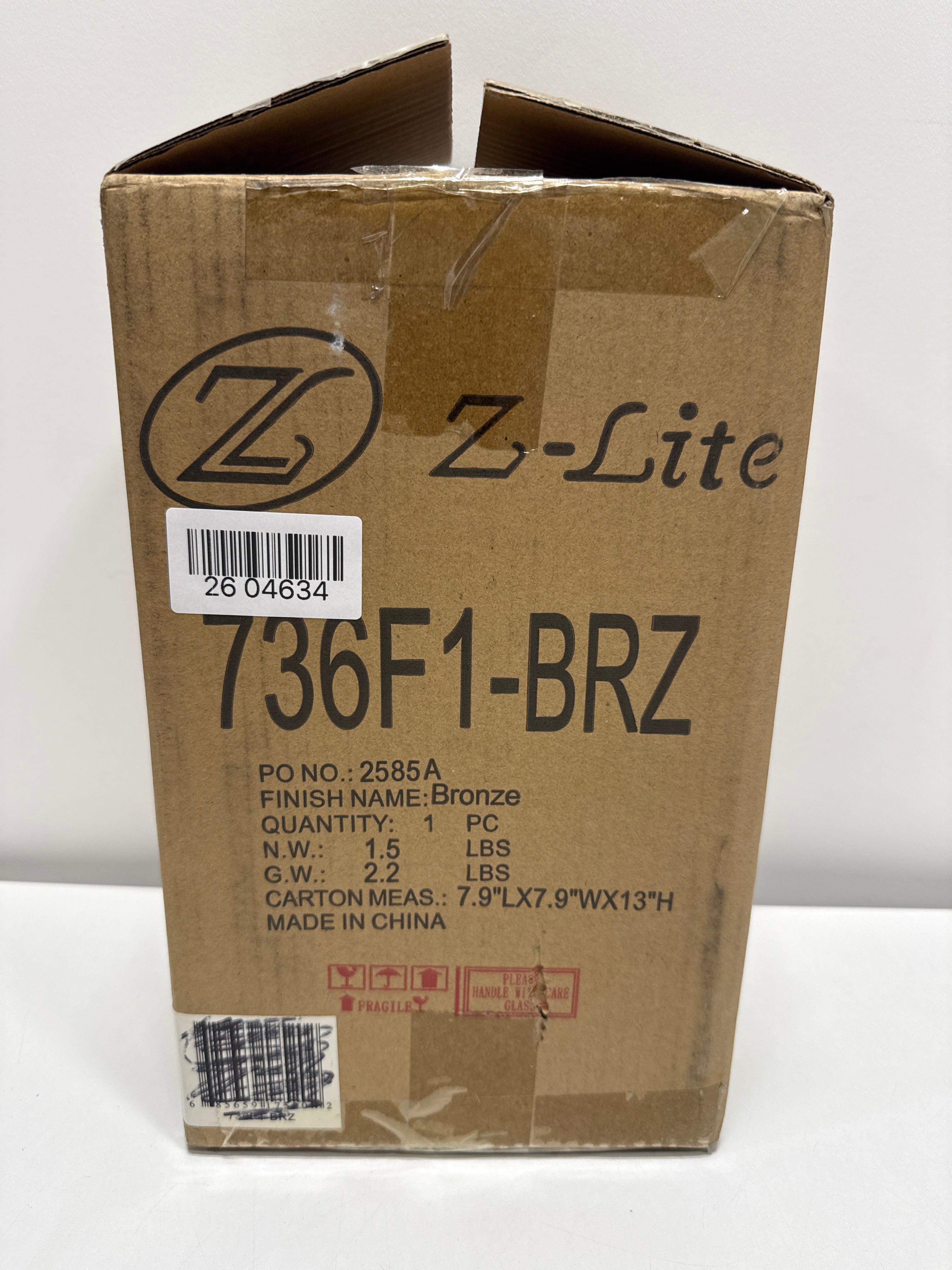 Z-Lite 736F1-BRZ Vaughn Flush Mount, 1-Light 60 Watts, Bronze