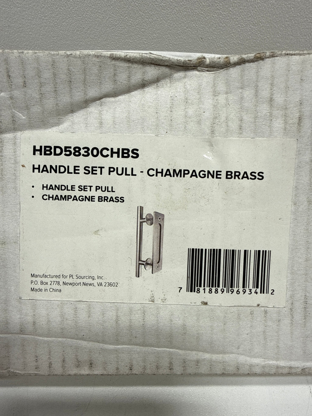 Miseno MBD5830 7" Long Center to Center Barn Door Handle/Pull Set - Champagne Brass