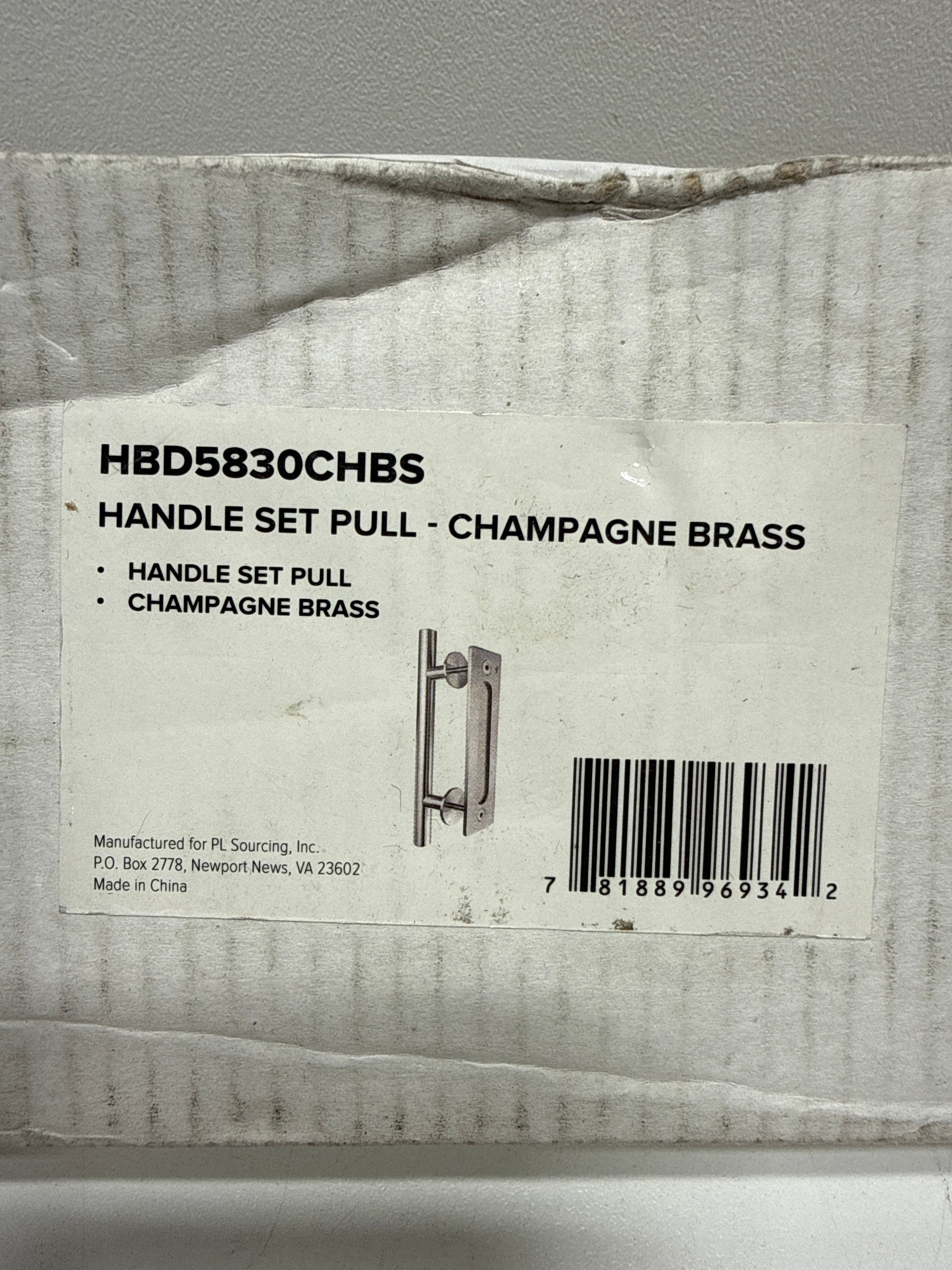 Miseno MBD5830 7" Long Center to Center Barn Door Handle/Pull Set - Champagne Brass