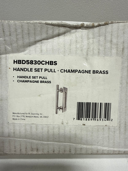 Miseno MBD5830 7" Long Center to Center Barn Door Handle/Pull Set - Champagne Brass