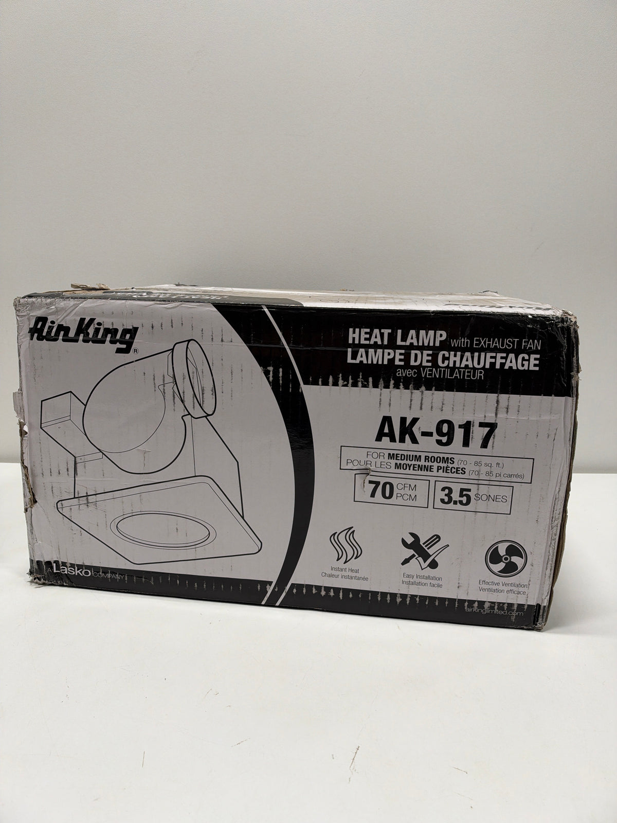 Air King AK917 Combination Heater 70 CFM 3.5 Sone Ceiling Mounted Bath Fan White Ventilation Exhaust Fans Bath Fans