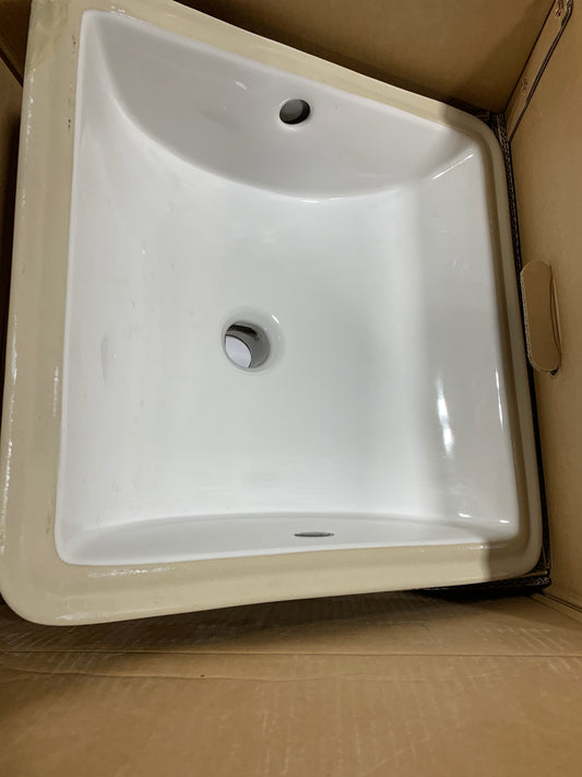 Studio Carre Square Undercounter Bathroom Sink with Less Faucet Deck in White