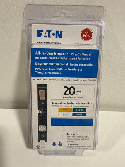 Eaton CH 20 Amp All in One AF/GF Plug-on-Neutral Breaker