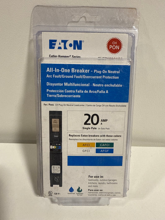 Eaton CH 20 Amp All in One AF/GF Plug-on-Neutral Breaker