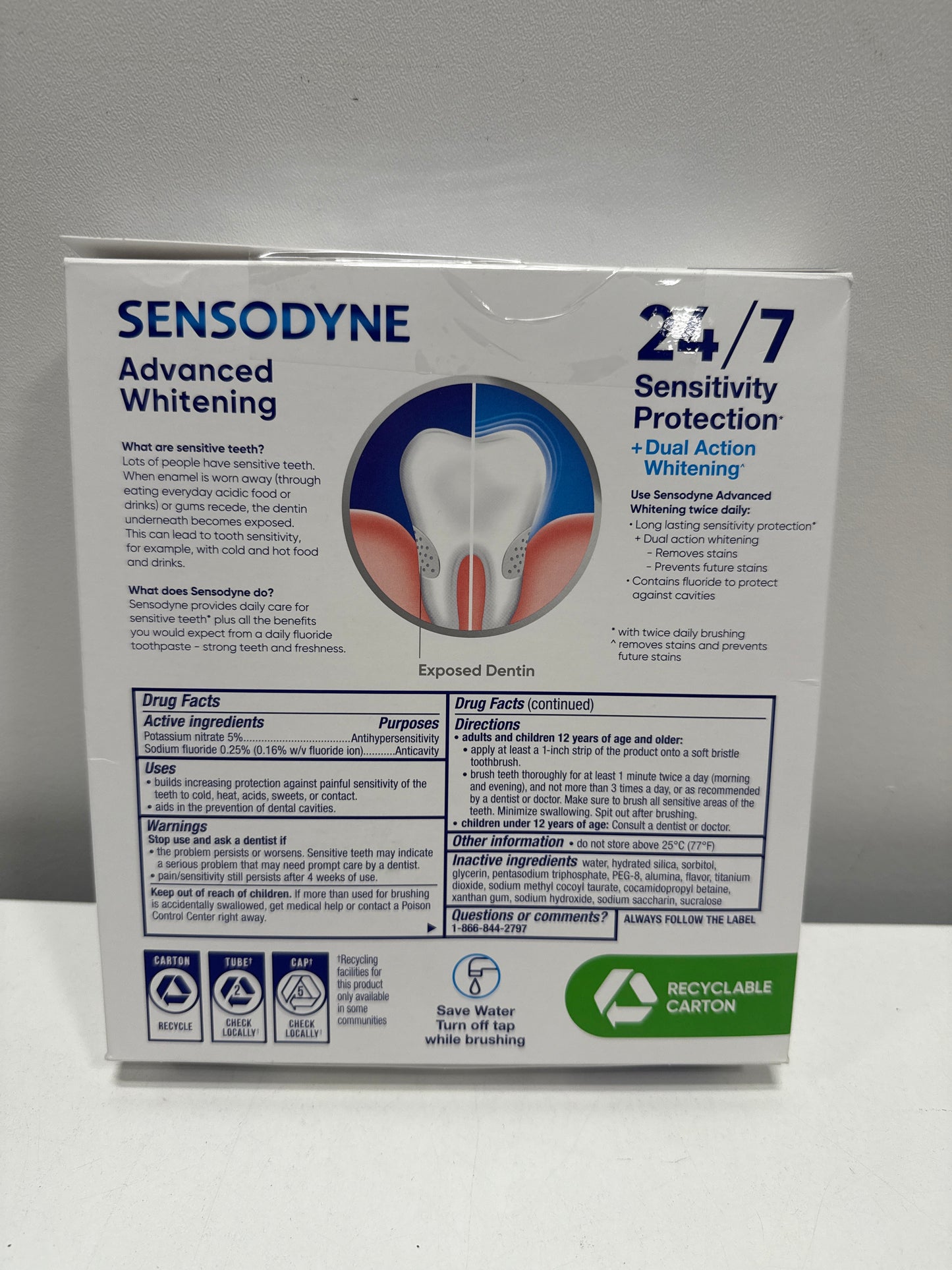 SENSODYNE Advanced Whitening Toothpaste 6.5 Oz 4-Pack