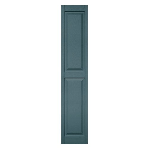 Builders Edge 12 in. X 35 in. Raised Panel Vinyl Exterior Shutters Pair in Wedgewood Blue