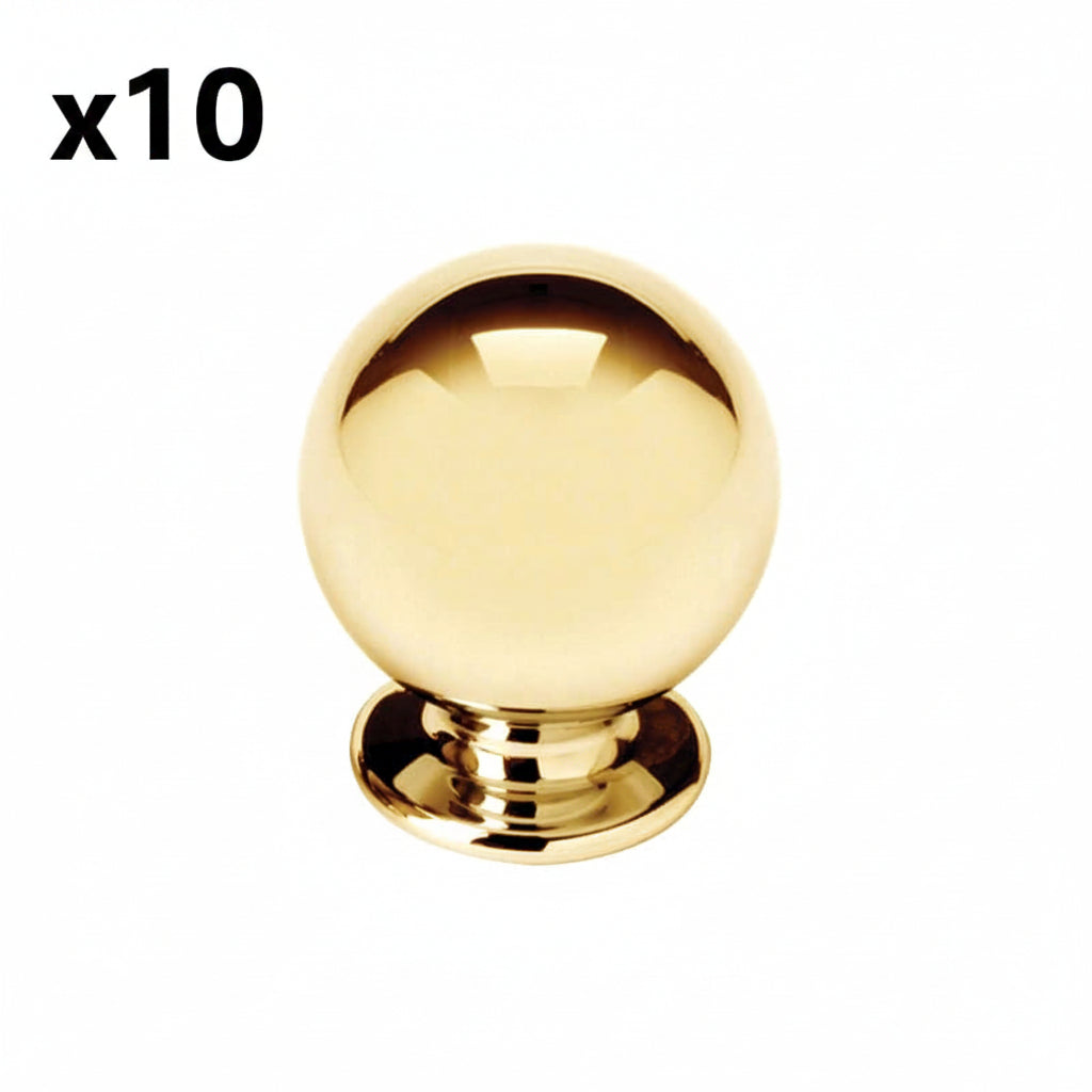 10 x Alno A1031 Knobs 3/4" Round Solid Brass Ball Cabinet Knob / Drawer Knob Unlacquered Brass Cabinet Hardware Knobs Round
