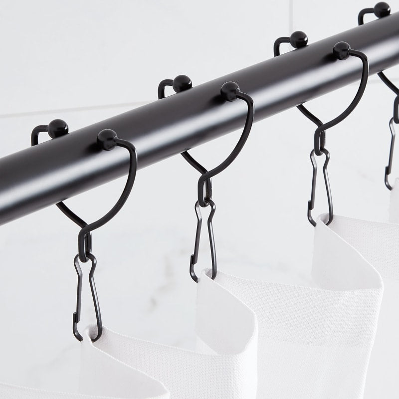 Signature Hardware 939199 Open Shower Curtain Rings - Set of 12 Matte Black
