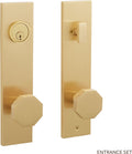 Signature Hardware 951089-KE-234 Ambrus Solid Brass Keyed Entry Door Knob Set with 2-3/4" Backset Satin Brass Commercial Door Hardware Door Knobs