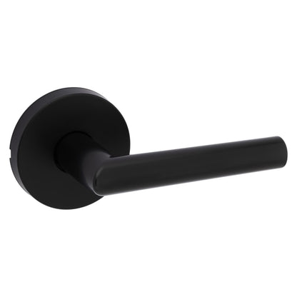 Kwikset 720MILRDT Milan Passage Door Lever Set with Round Rose Matte Black Door