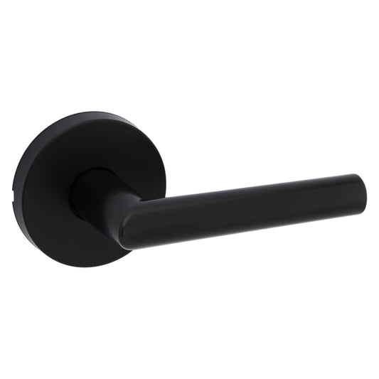 Kwikset 720MILRDT Milan Passage Door Lever Set with Round Rose Matte Black Door
