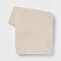Cozy Knit Throw Blanket Neutral - Threshold™: Light Beige Midweight Recycled Polyester Sensory Friendly 50x60 Inches