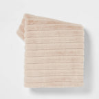 60inx50in Textured Faux Fur Reversible Throw Blanket Neutral - Threshold™ - *Bedding