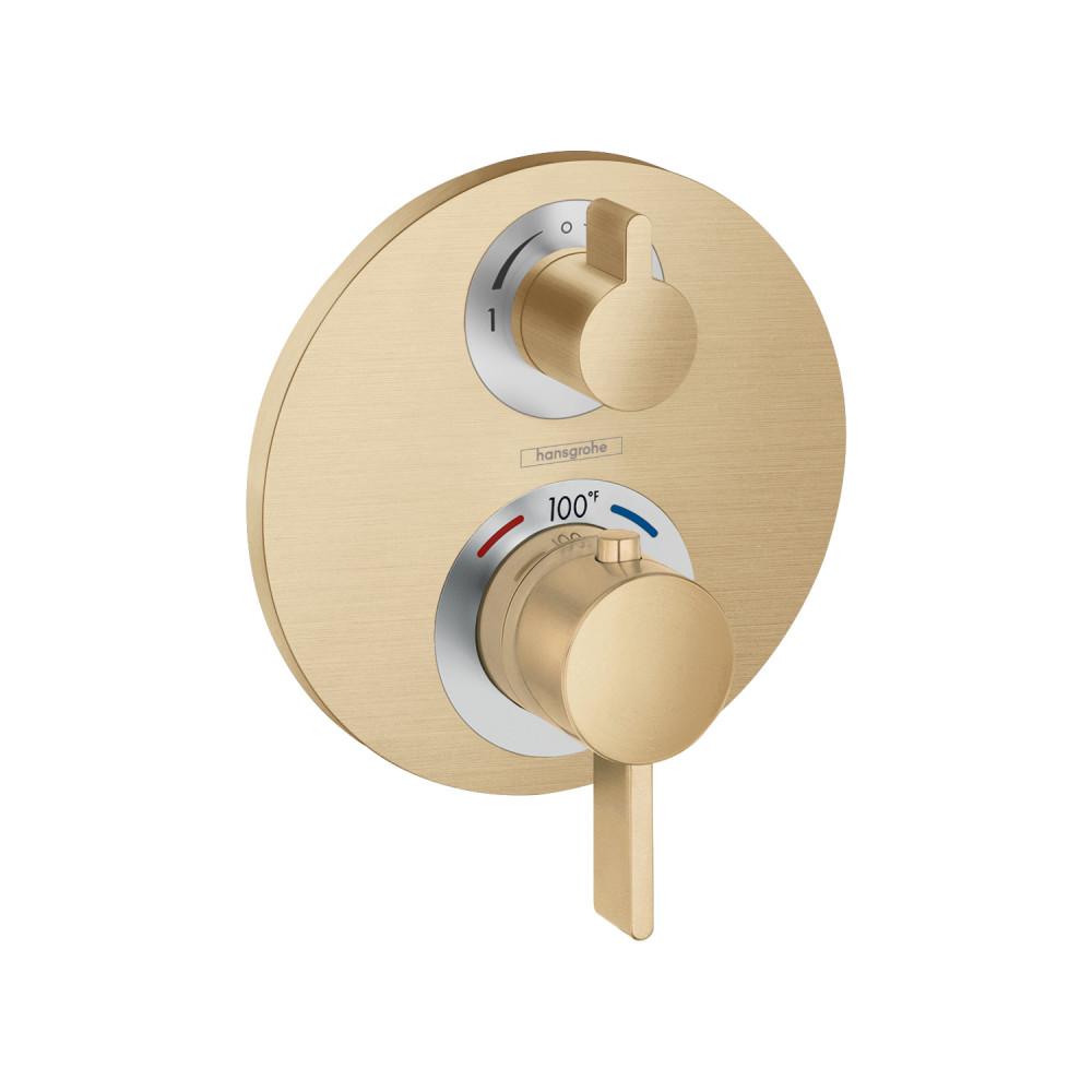 Hansgrohe 15757 Ecostat S Thermostatic Valve Trim Only with Integrated Volume Control for 1 Distinct Function - Less Rough in Brushed Bronze Showers