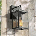 LNC Square Modern 1-light Black Non- Solar Outdoor Wall Lantern Sconce with Clear Glass Shade