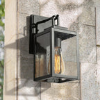 LNC Square Modern 1-light Black Non- Solar Outdoor Wall Lantern Sconce with Clear Glass Shade