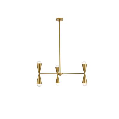 Elegant Lighting Cade 34 Inch 6 Light Chandelier Cade - LD650D34BR - Mid-Century Modern