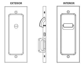 Emtek Modern Rectangular Privacy Pocket Door Mortise Lock (Satin Black)