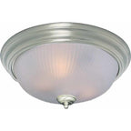 15 in. 3-Light Brushed Nickel Flush Mount with Frosted Ribbed Glass Bowl - *Lighting & Electrical