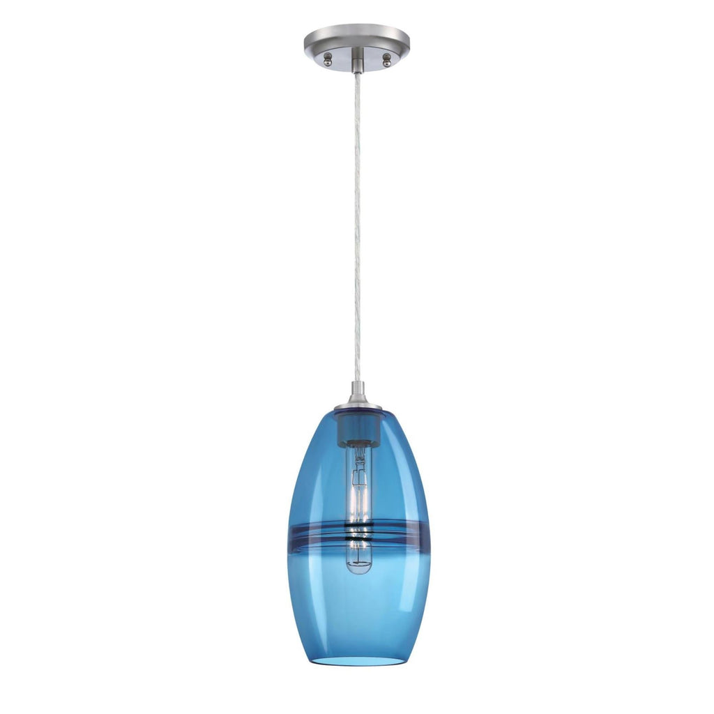 Soren 1-Light Brushed Nickel Shaded Mini Pendant with Sapphire Glass - *Lighting & Electrical