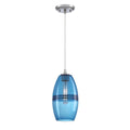 Soren 1-Light Brushed Nickel Shaded Mini Pendant with Sapphire Glass - *Lighting & Electrical