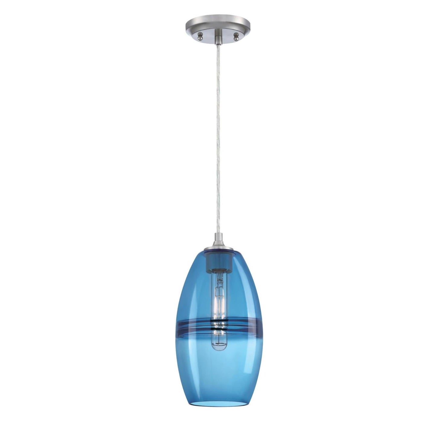 Soren 1-Light Brushed Nickel Shaded Mini Pendant with Sapphire Glass