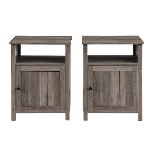 Walker Edison - 2-Piece Farmhouse Grooved-Door Side Table Set - Grey Wash