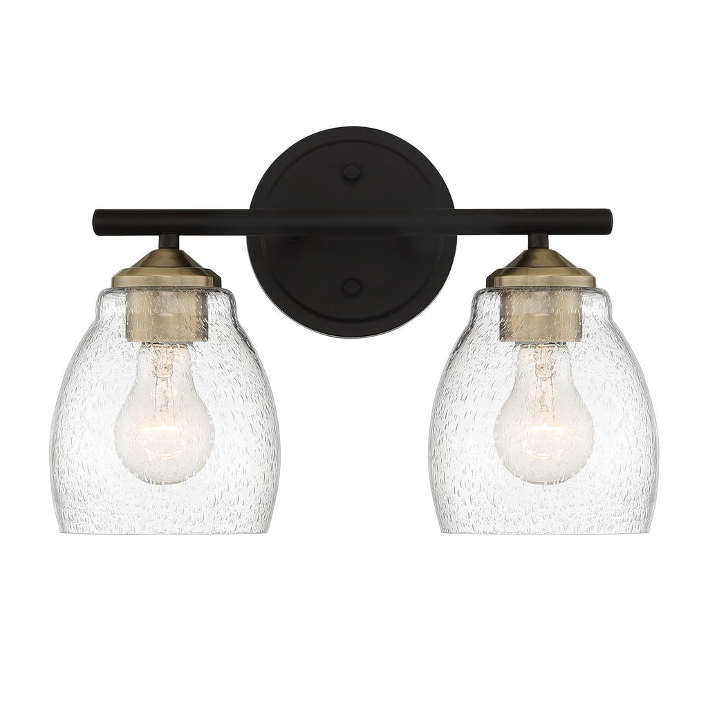 Minka Lavery 2432-878 Winsley Wall Sconce 2-Light 120 Total Watts 14-in H x 9.88-in W Coal Black and Stained Brass