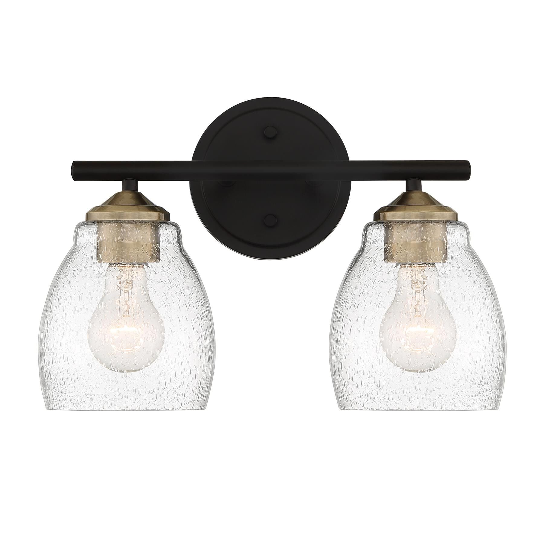 Minka Lavery 2432-878 Winsley Wall Sconce 2-Light 120 Total Watts 14-in H x 9.88-in W Coal Black and Stained Brass