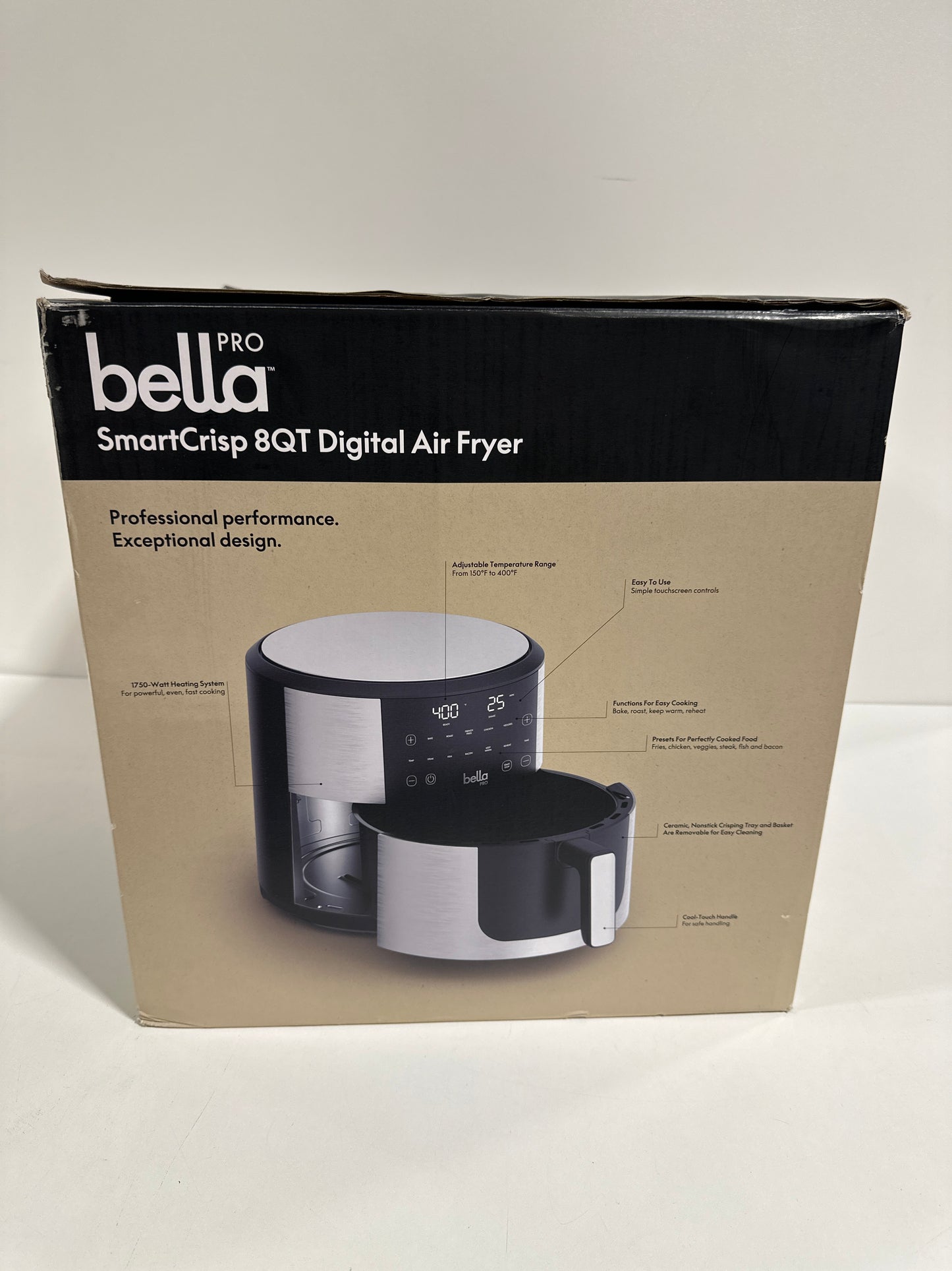 bella PRO - SmartCrisp 8-qt. Touchscreen Air Fryer - Stainless Steel