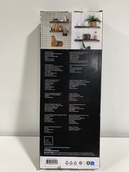 Acacia Floating Wood Shelf, 2-pack