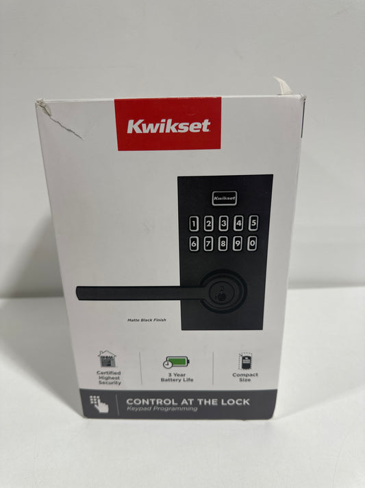 SmartCode 917 Matte Black Contemporary Keypad Electronic Single-Cylinder Halifax Door Handle Featuring SmartKey