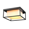 Globe Electric 1-Light Matte Black Outdoor Flush Mount with Frosted Glass