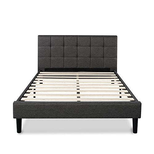 Lottie Upholstered Platform Bed Frame | Zinus Dark Grey / Queen