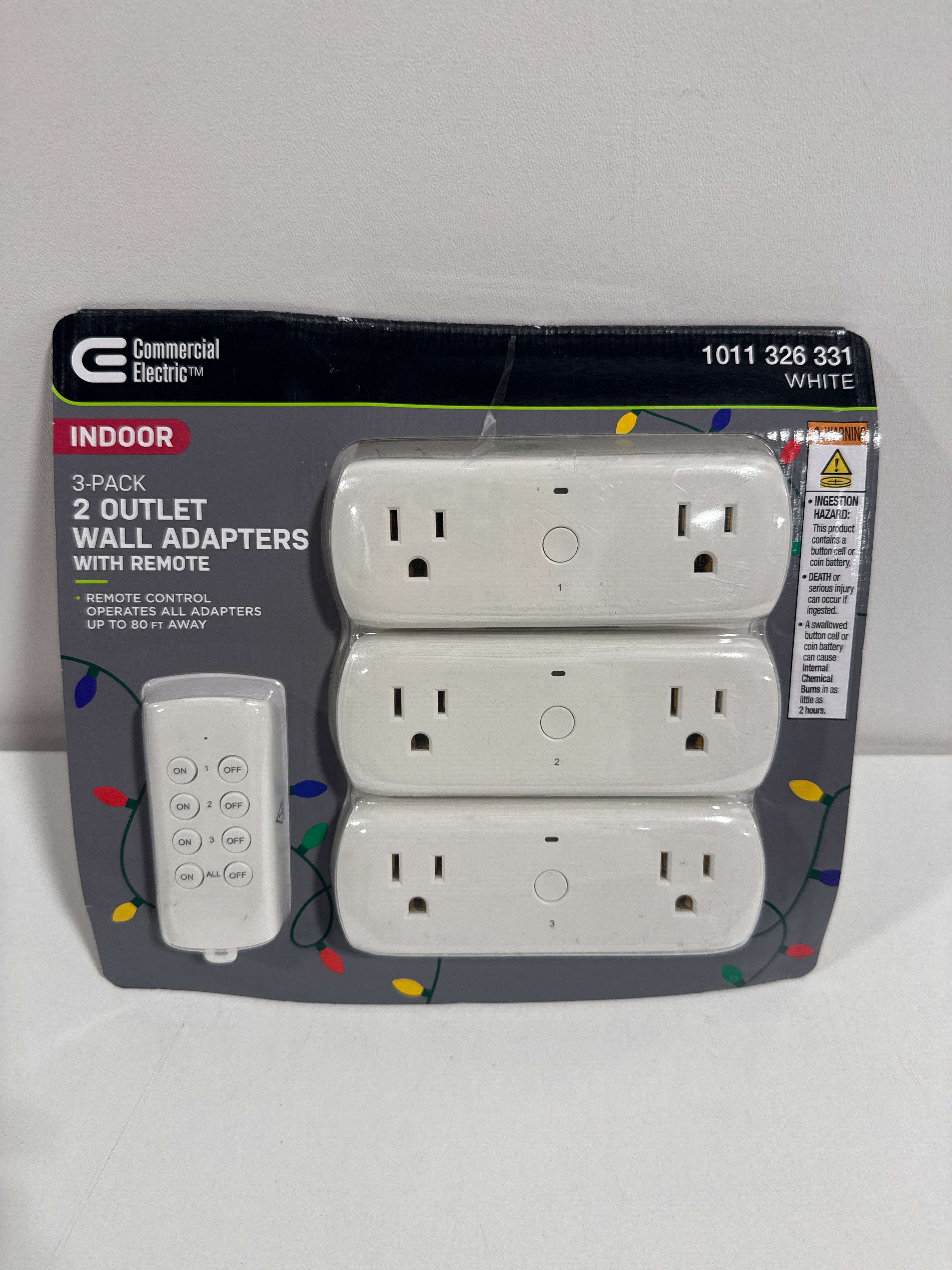 Wireless Indoor Remote Control AC/DC Adapter White(3-Pack) - *Christmas & Seasonal