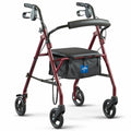 Medline Rollator Walker with Seat Steel Rolling Walker with 6-inch Wheels Supports up to 350 lbs Medical Walker