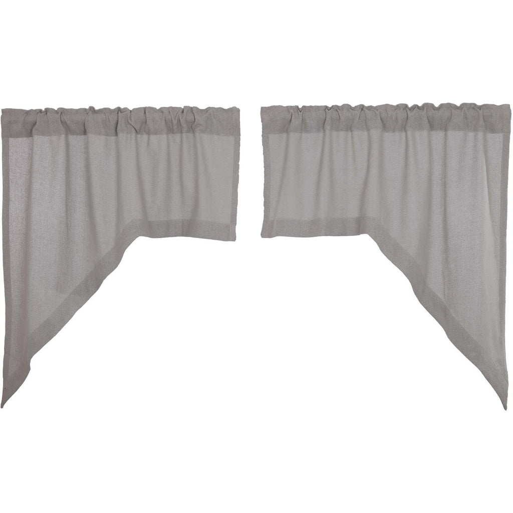 VHC Brands Burlap Dove Grey Farmhouse Curtains Swag Set of 2 36x36x16
