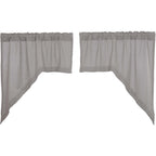 VHC Brands Burlap Dove Grey Farmhouse Curtains Swag Set of 2 36x36x16