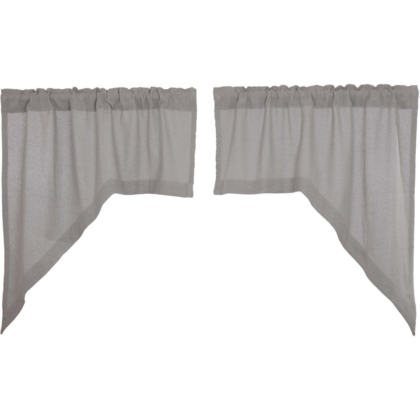 VHC Brands Burlap Dove Grey Farmhouse Curtains Swag Set of 2 36x36x16