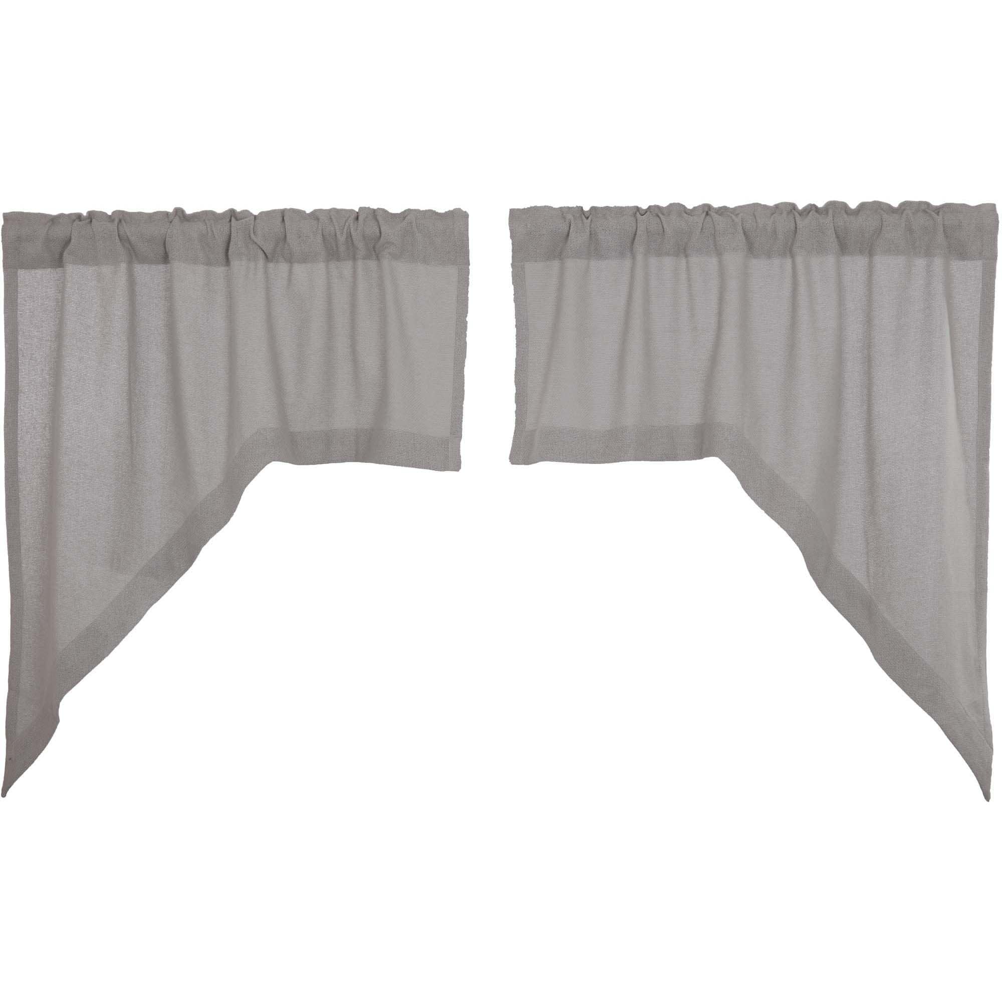 VHC Brands Burlap Dove Grey Farmhouse Curtains Swag Set of 2 36x36x16