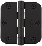 Emtek 94033US19 3.5" x 3.5" Ball Bearing 5/8" Radius Corners Mortise Hinge - Pair, Flat Black