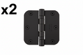 Emtek 94033US19 3.5" x 3.5" Ball Bearing 5/8" Radius Corners Mortise Hinge - Pair, Flat Black