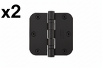 Emtek 94033US19 3.5" x 3.5" Ball Bearing 5/8" Radius Corners Mortise Hinge - Pair, Flat Black