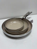 Used Tramontina 3-piece Tri-Ply Clad Stainless Steel Ceramic Nonstick Fry Pan Set