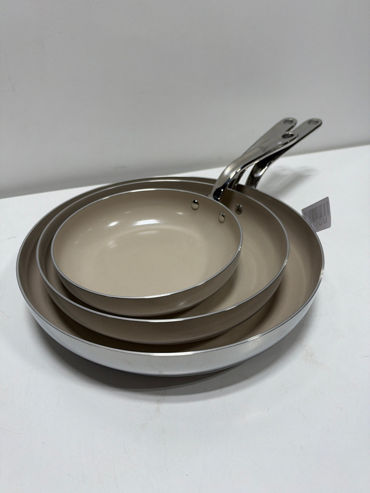 Used Tramontina 3-piece Tri-Ply Clad Stainless Steel Ceramic Nonstick Fry Pan Set
