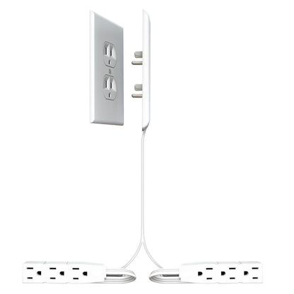 Sleek Socket Wall Outlet Concealer with Dual 8 Ft. Extension Cord with Multiple Outlets
